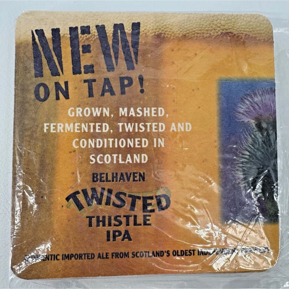 Beer Coasters Belhaven Twisted Thistle IPA Scotland Double Sided 7 Pack‎
